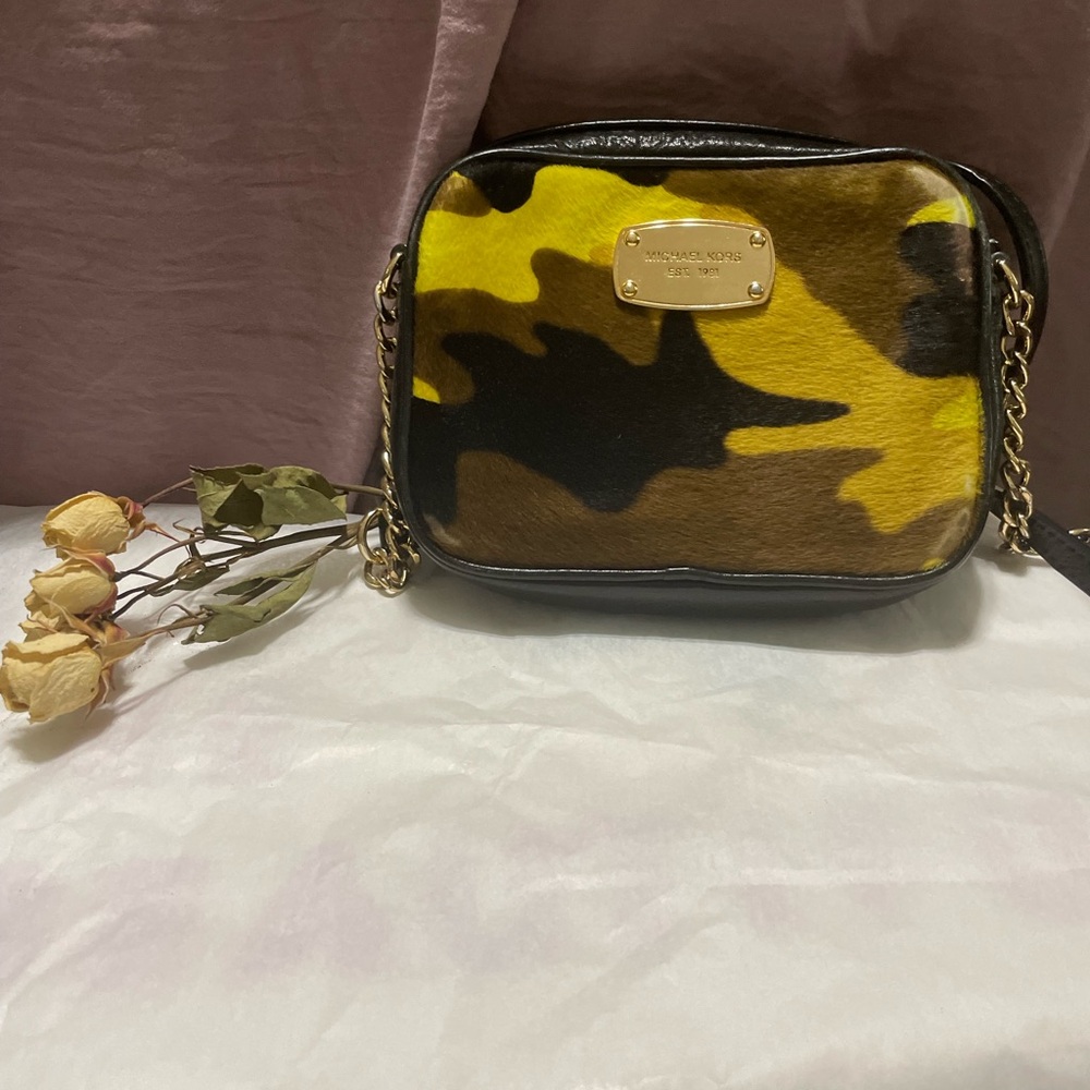 SOLD!!! Michael Kors Camouflage Yellow and Brown Crossbody Bag